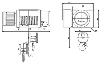 STATIONARY ELECTRIC WIRE ROPE HOIST TYPE MTY REEVING 4/1