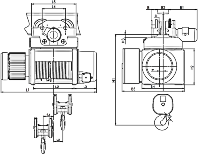 ELECTRIC WIRE ROPE HOIST WITH MONORAIL TROLLEY TYPE MTY REEVING 4/1